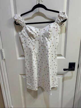 LPA White Mini Dress with Tan Polka Dots